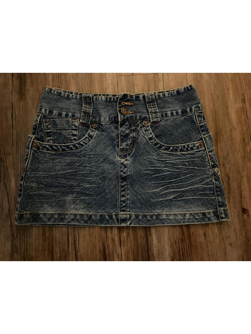 VTG Y2K Periscope Micro Mini Denim Jean Skirt Sz 5